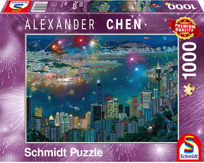 Schmidt - Alexander Chen - Fireworks over Hong Kong - 1000 Piece Jigsaw Puzzle