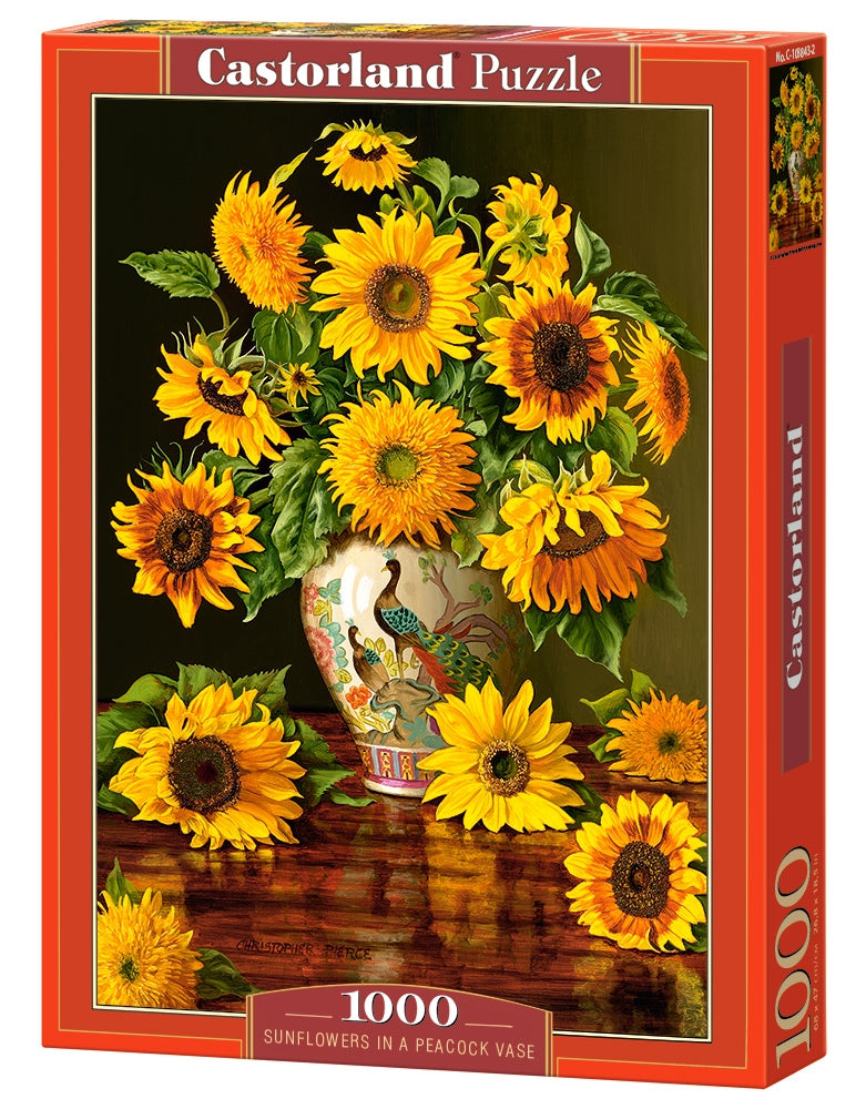 Sunflowers in a Peacock Vase – 1000 Piece Jigsaw Puzzle (Castorland)