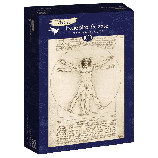 The Vitruvian Man, 1490 by Leonardo Da Vinci – 1000 Piece Jigsaw Puzzle (Bluebird Puzzle)