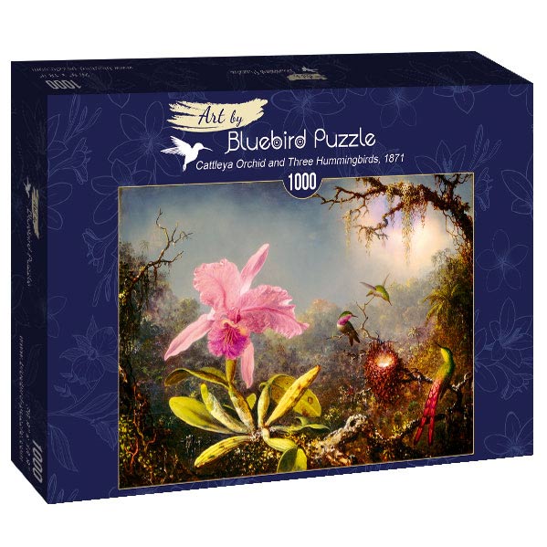 Bluebird Puzzle - Martin Johnson Heade - Cattleya Orchid and Three Hummingbirds, 1871 - 1000 Piece Jigsaw Puzzle
