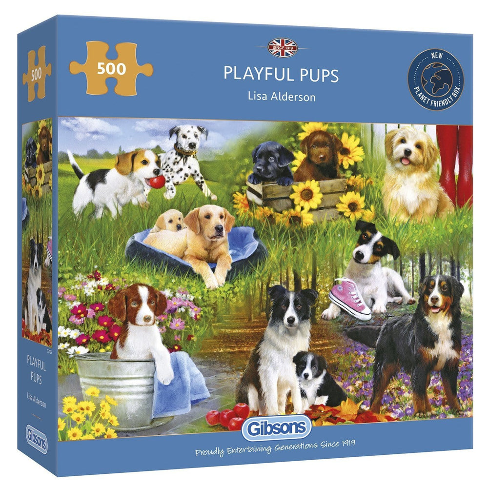 Playful Pups – 500 Piece Jigsaw Puzzle (Gibsons)