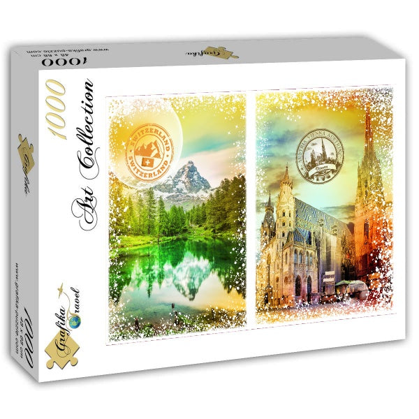 Travel around the World: Austria and Switzerland – 1000 Piece Jigsaw Puzzle (Grafika) - Completed Puzzle