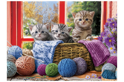 Knittin' Kittens – 500 XXL Piece Jigsaw Puzzle (Eurographics)